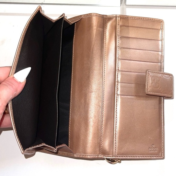 Gucci Guccissima GG Rose Gold Long Bifold Continental Wallet Zip Snap Shima - Picture 7 of 14